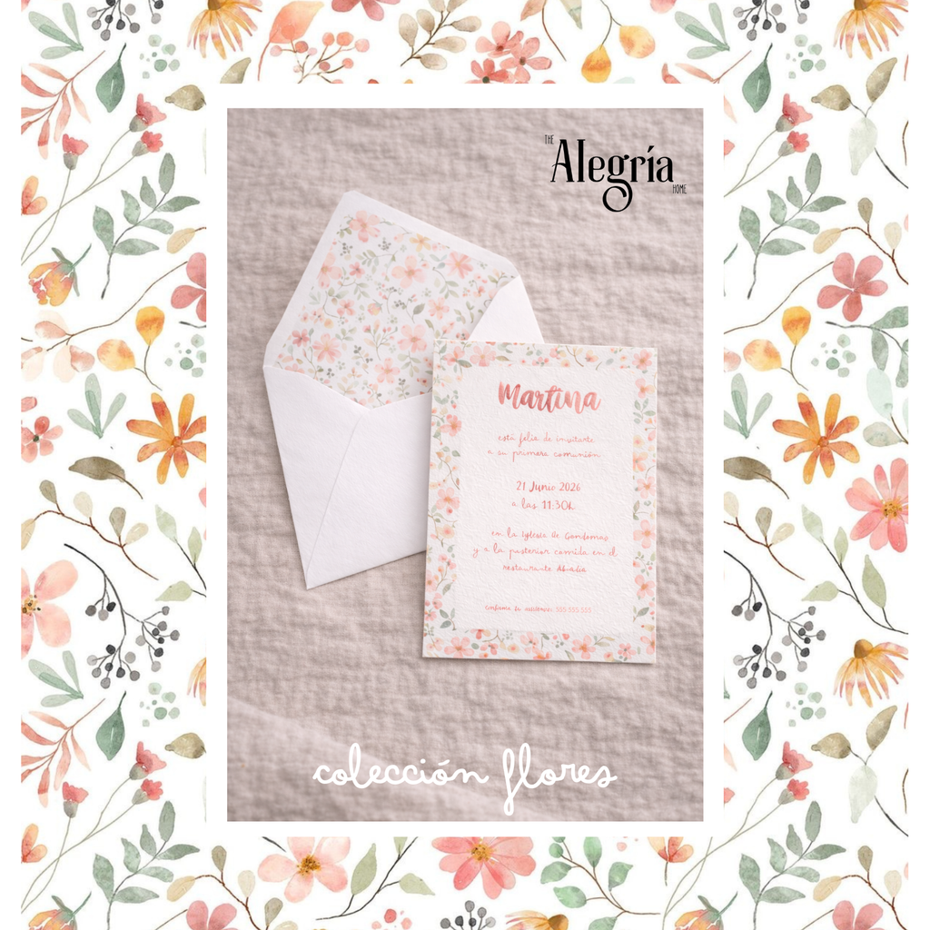 Invitación Primera Comunión Flores