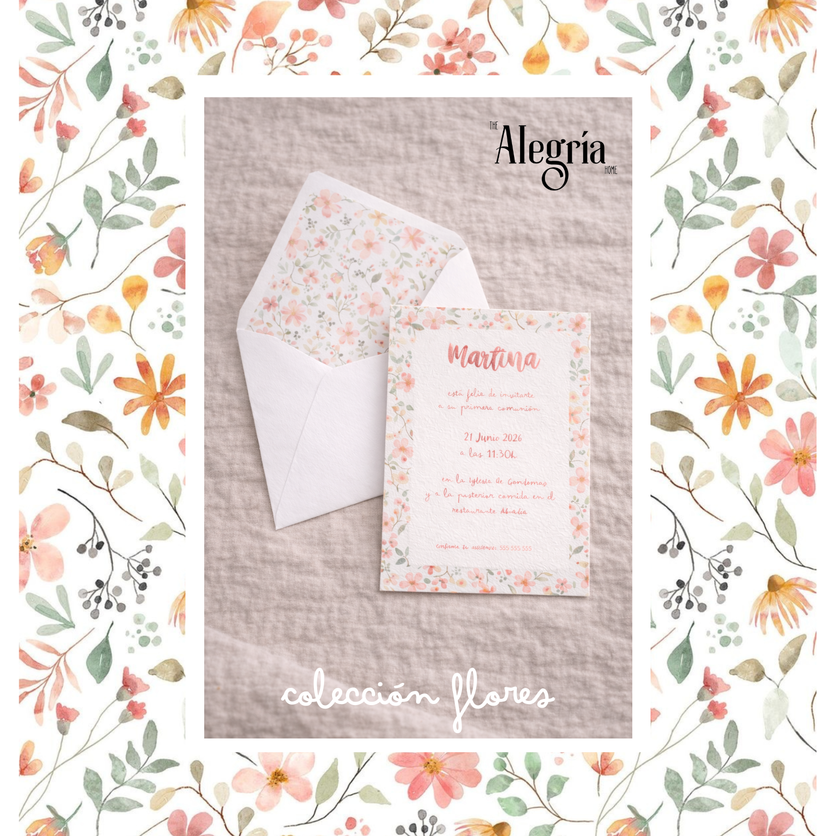 Invitación Primera Comunión Flores